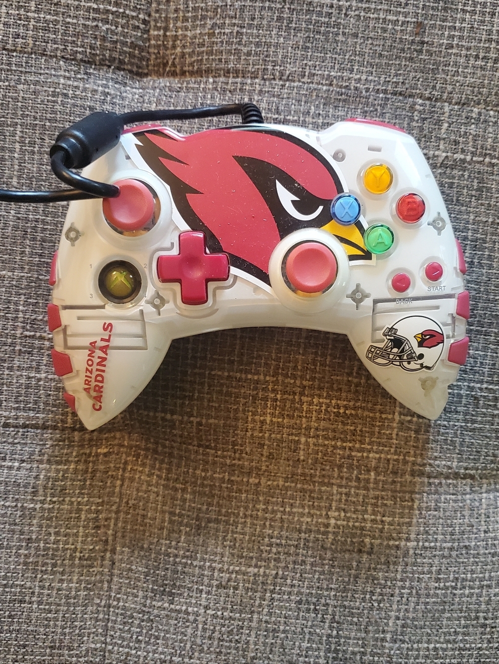 Arizona Cardinals Themed White & Red Wired Game Controller Xbox Madcatz